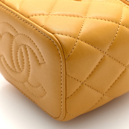 Chanel Lambskin Quilted Top Handle Mini Vanity Case With Chain Yellow 10 of 11