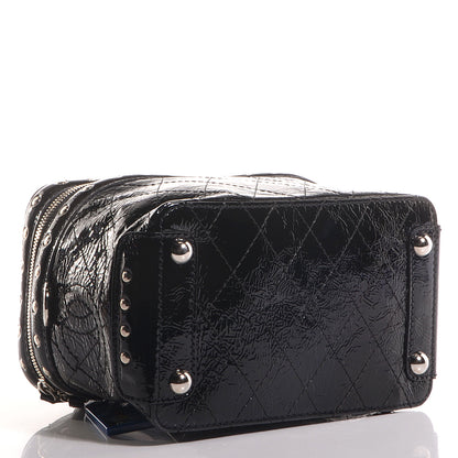 Chanel Distressed Patent Leather Studded Train Case Black 5 of 8