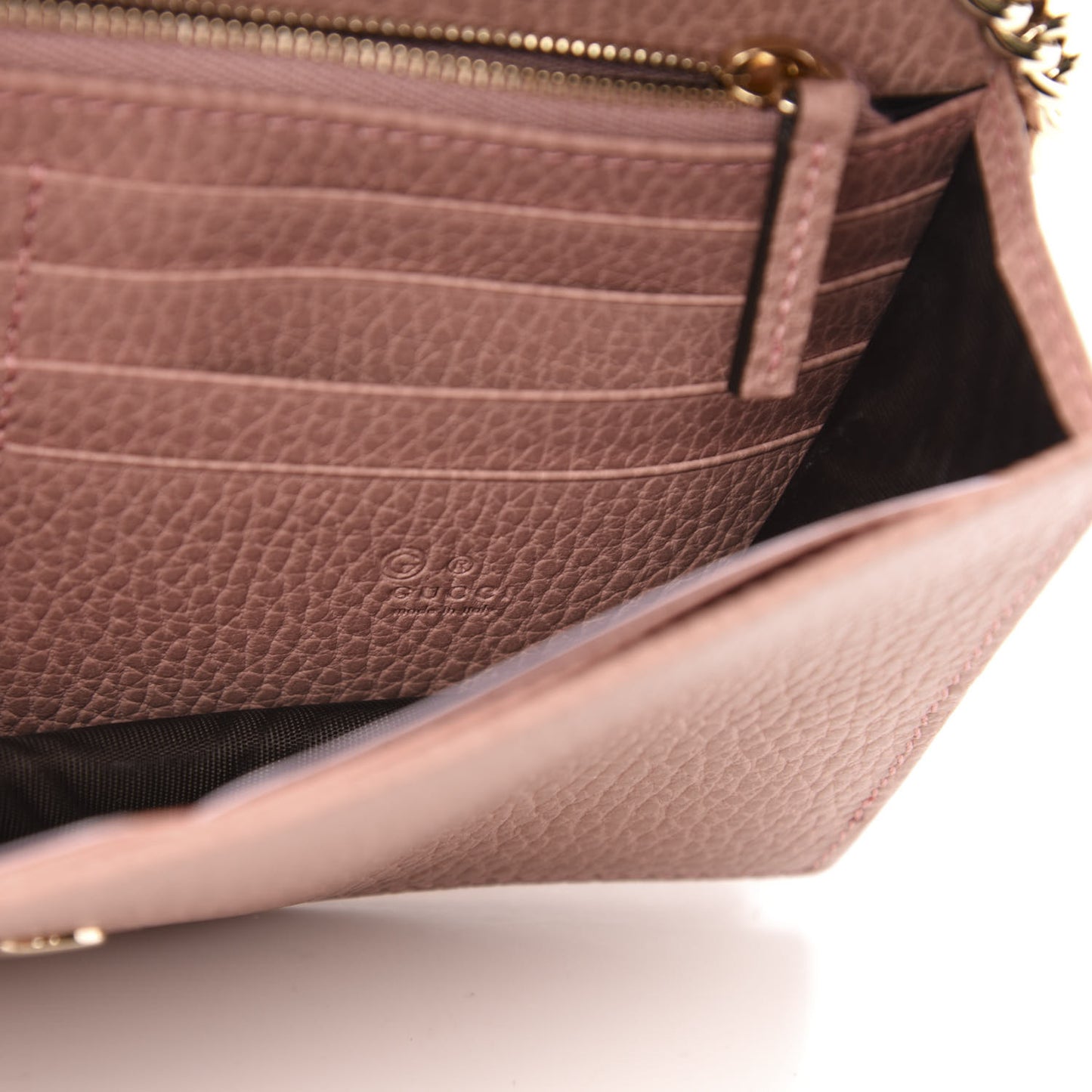 Dollar Calfskin Interlocking G Chain Wallet Soft Pink
