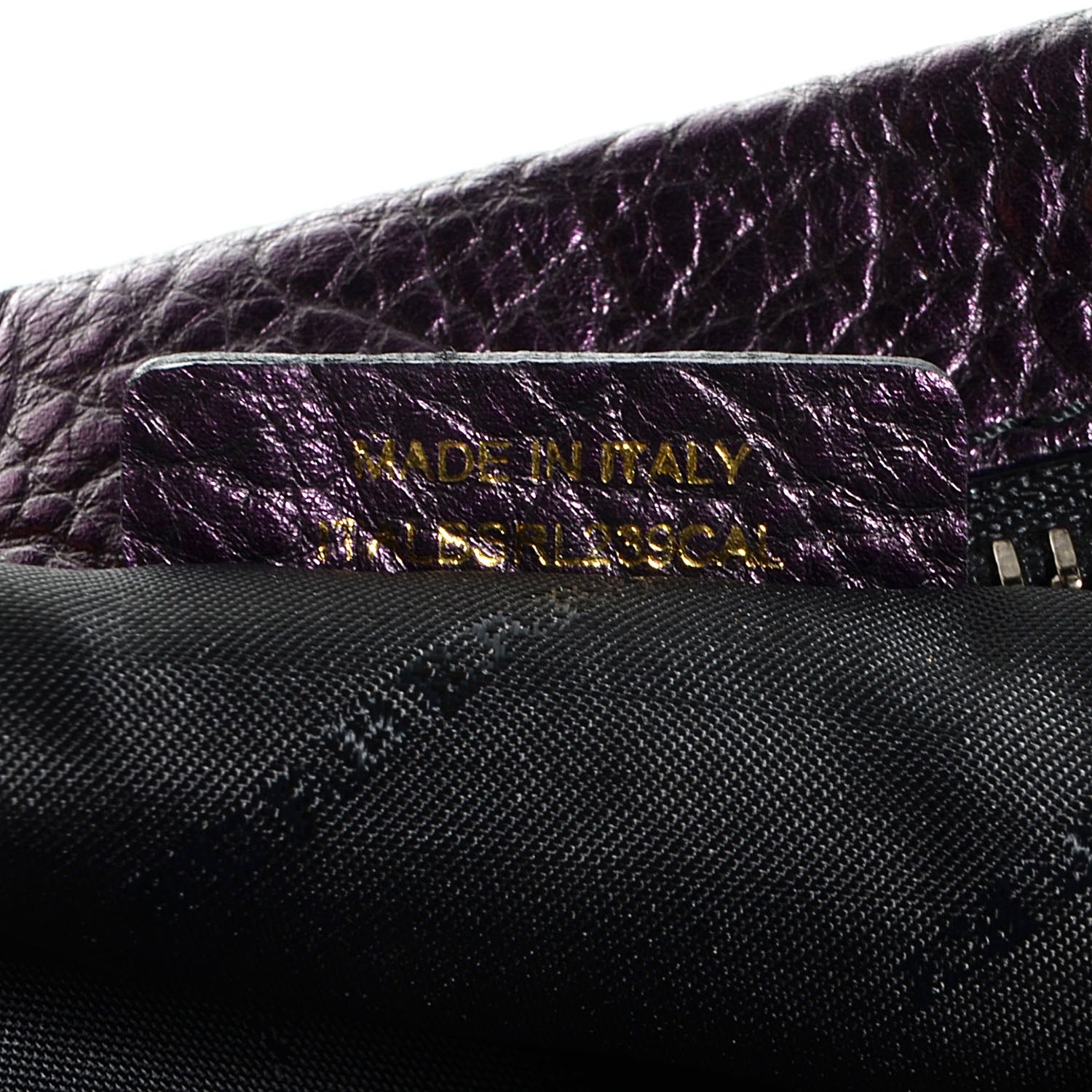 Burberry Metallic Grainy Calfskin Nevin Large Pouch Blackberry 10 of 10