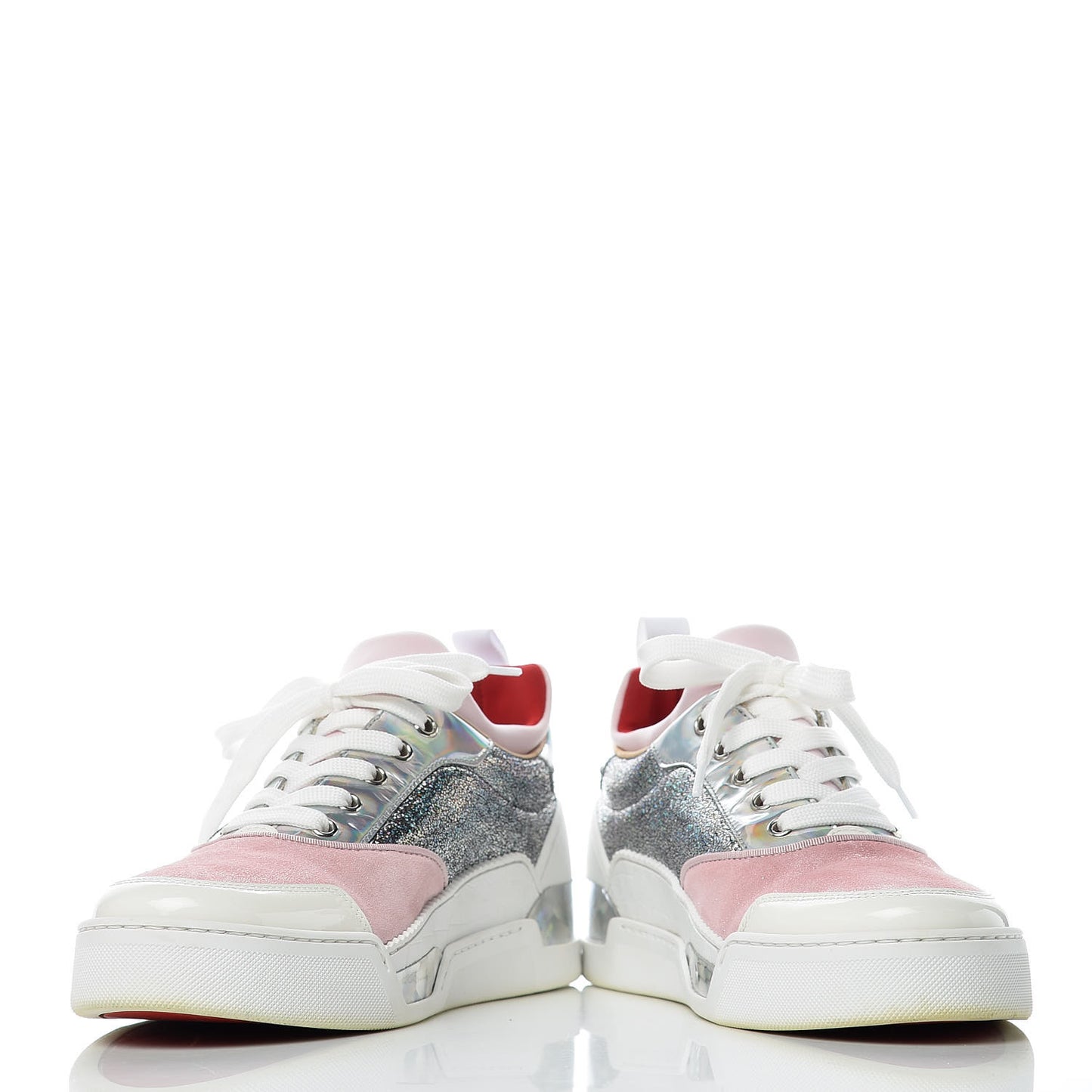 Metallic Calfskin Womens Aurelien Flat Sneakers 39.5 Silver Pink