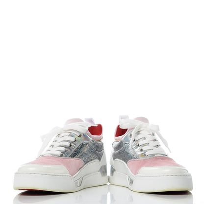 Christian Louboutin Metallic Calfskin Womens Aurelien Flat Sneakers 39.5 Silver Pink 5 of 11
