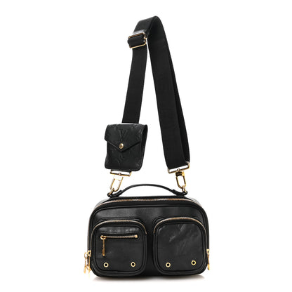 Louis Vuitton Calfskin Monogram Embossed Utility Crossbody Black 1 of 9
