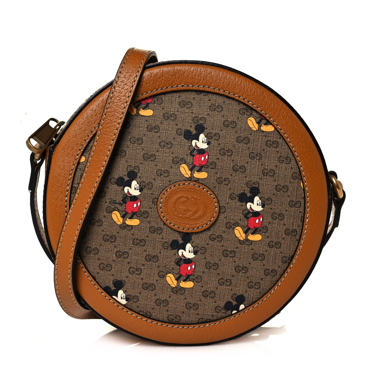 Gucci X DISNEY Mini Vintage GG Supreme Monogram Mickey Mouse Round Shoulder Bag Beige Vintage Sun Oil 1 of 14