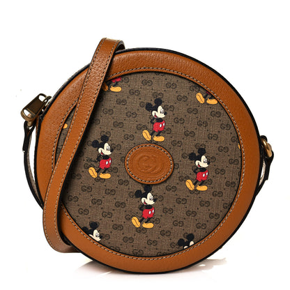 Gucci X DISNEY Mini Vintage GG Supreme Monogram Mickey Mouse Round Shoulder Bag Beige Vintage Sun Oil 1 of 14