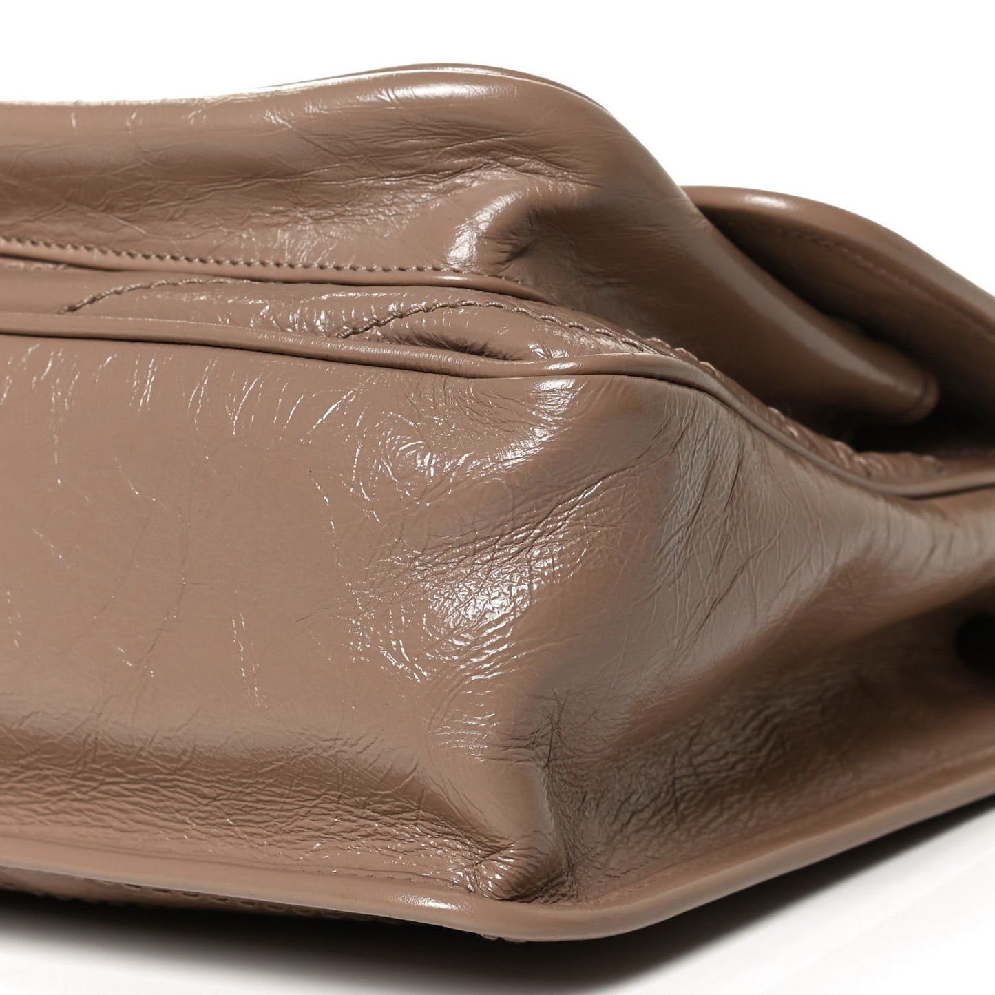 Crinkled Calfskin Matelasse Monogram Medium Niki Chain Satchel Light Taupe