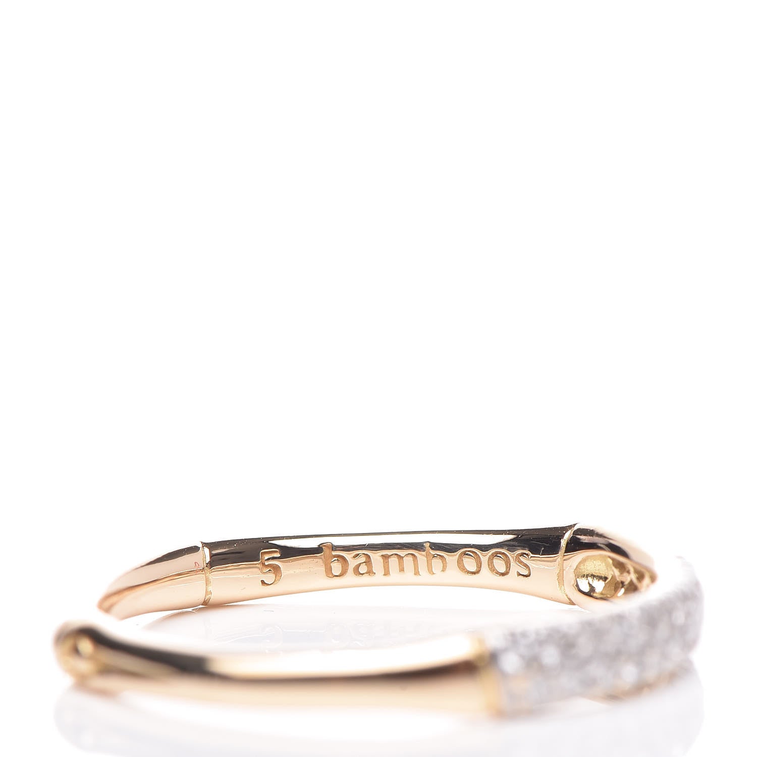 John Hardy 18K Yellow Gold Diamond Bamboo Slim Band Ring 54 7 5 of 5