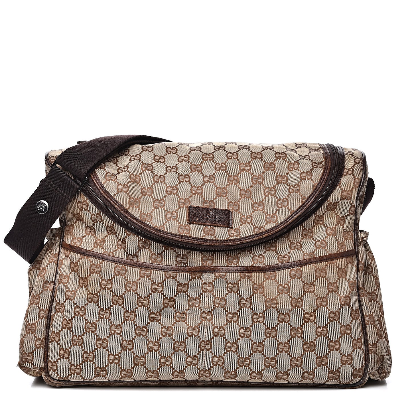 Monogram Natural Pigskin Large Diaper Bag Beige Ebony Cocoa Dark Chocolate