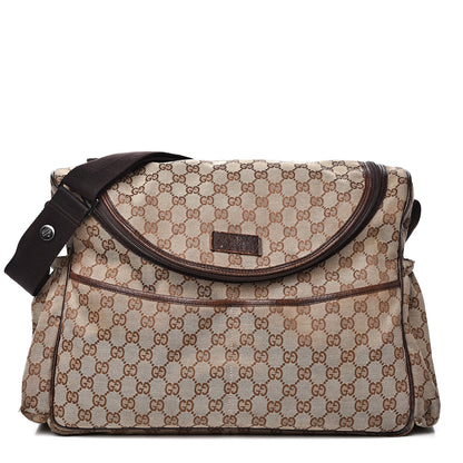 Gucci Monogram Natural Pigskin Large Diaper Bag Beige Ebony Cocoa Dark Chocolate 1 of 18