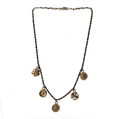 Chanel Lambskin Medallion CC Charm Choker Necklace Gold 3 of 7