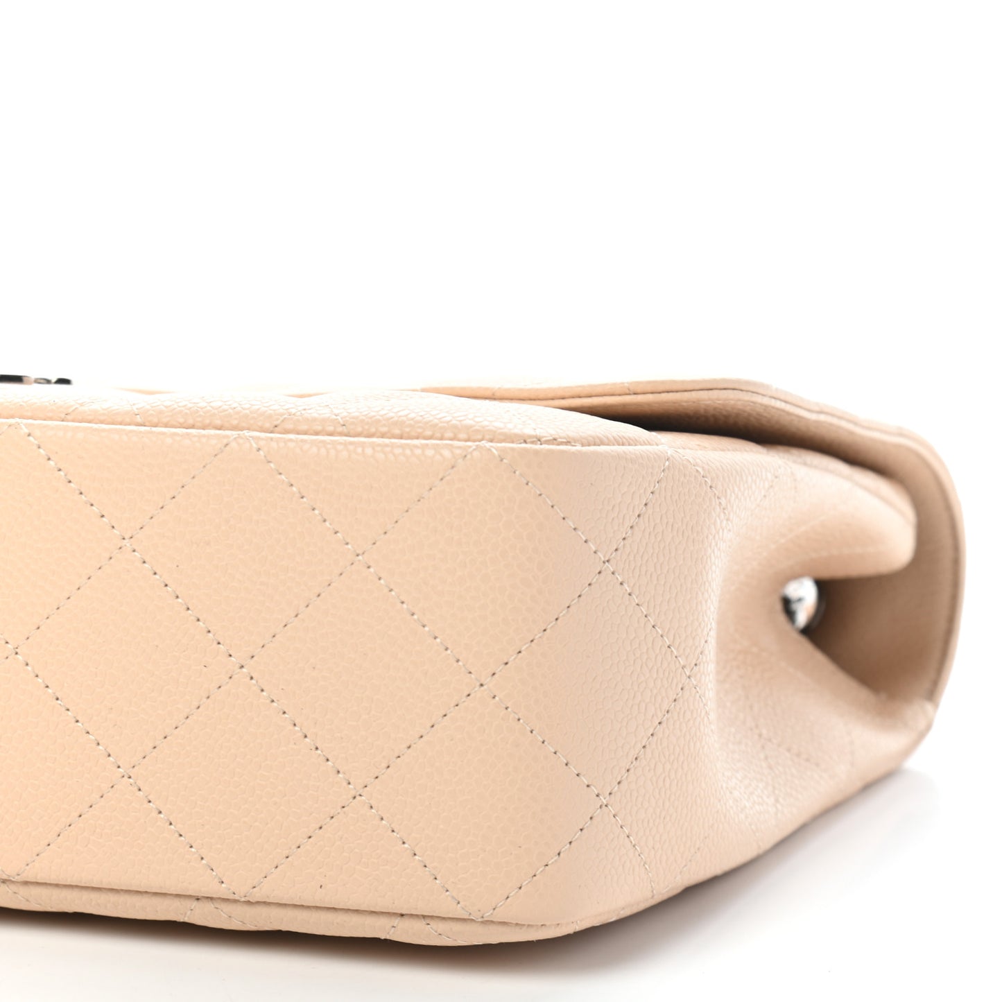 Caviar Quilted Jumbo Single Flap Beige Clair