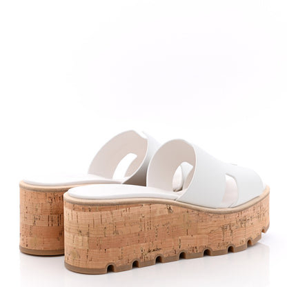 Hermes Calfskin Cork Eze 30 Sandals 37 White 4 of 9