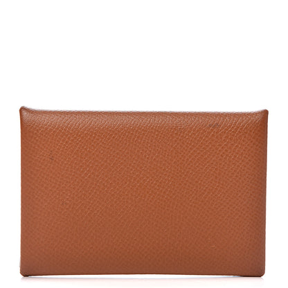 Hermes Epsom Calvi Card Case Gold 1 of 9