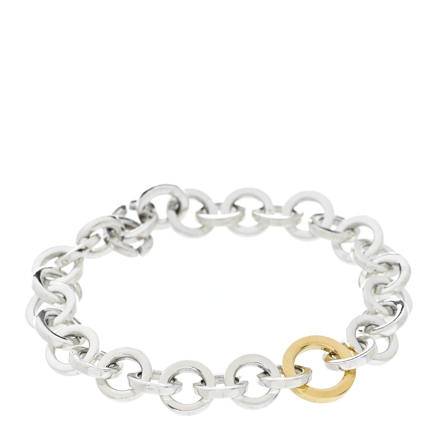 Sterling Silver 18K Yellow Gold Circle Link Bracelet