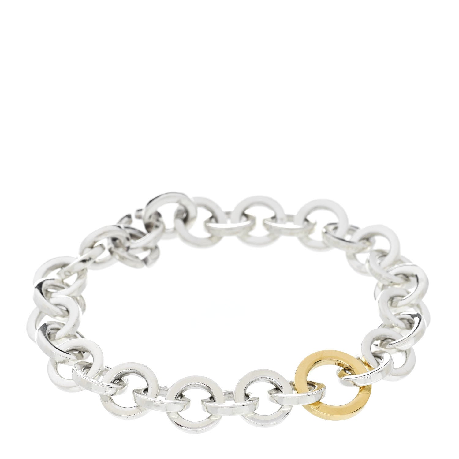 Tiffany Sterling Silver 18K Yellow Gold Circle Link Bracelet 1 of 3