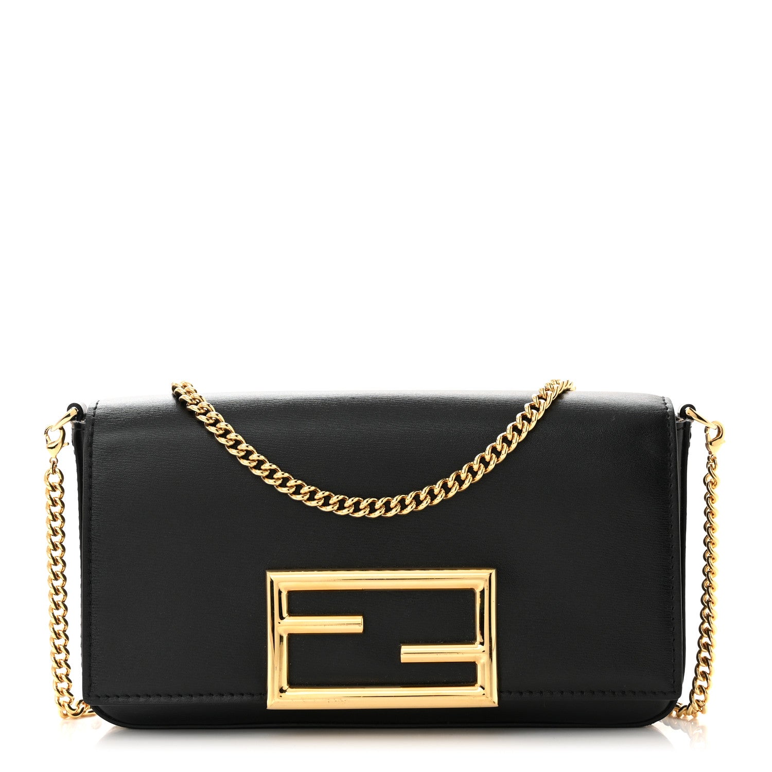 Fendi Vitello Palmellato Wallet on Chain with Pouches Black 3 of 11