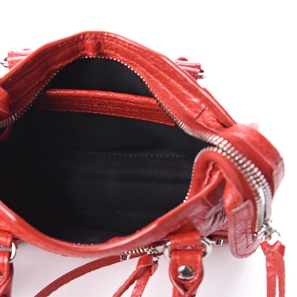 Balenciaga Agneau Classic Silver Hardware Nano City Rouge Groseille 4 of 7