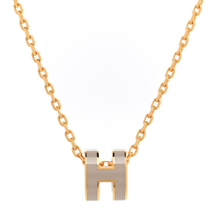 Hermes Lacquered Gold Mini Pop H Pendant Necklace Marron Glace 4 of 7