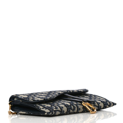 Christian Dior Oblique Saddle Chain Long Wallet Blue 7 of 18