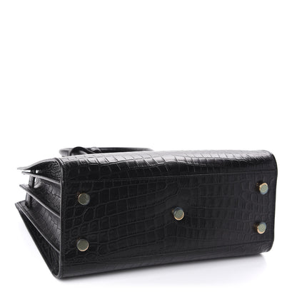 Saint Laurent Calfskin Crocodile Embossed Baby Sac De Jour Black 5 of 11