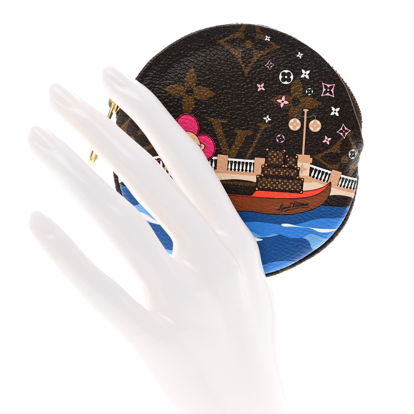 Monogram 2019 Christmas Animation Round Coin Purse Blue