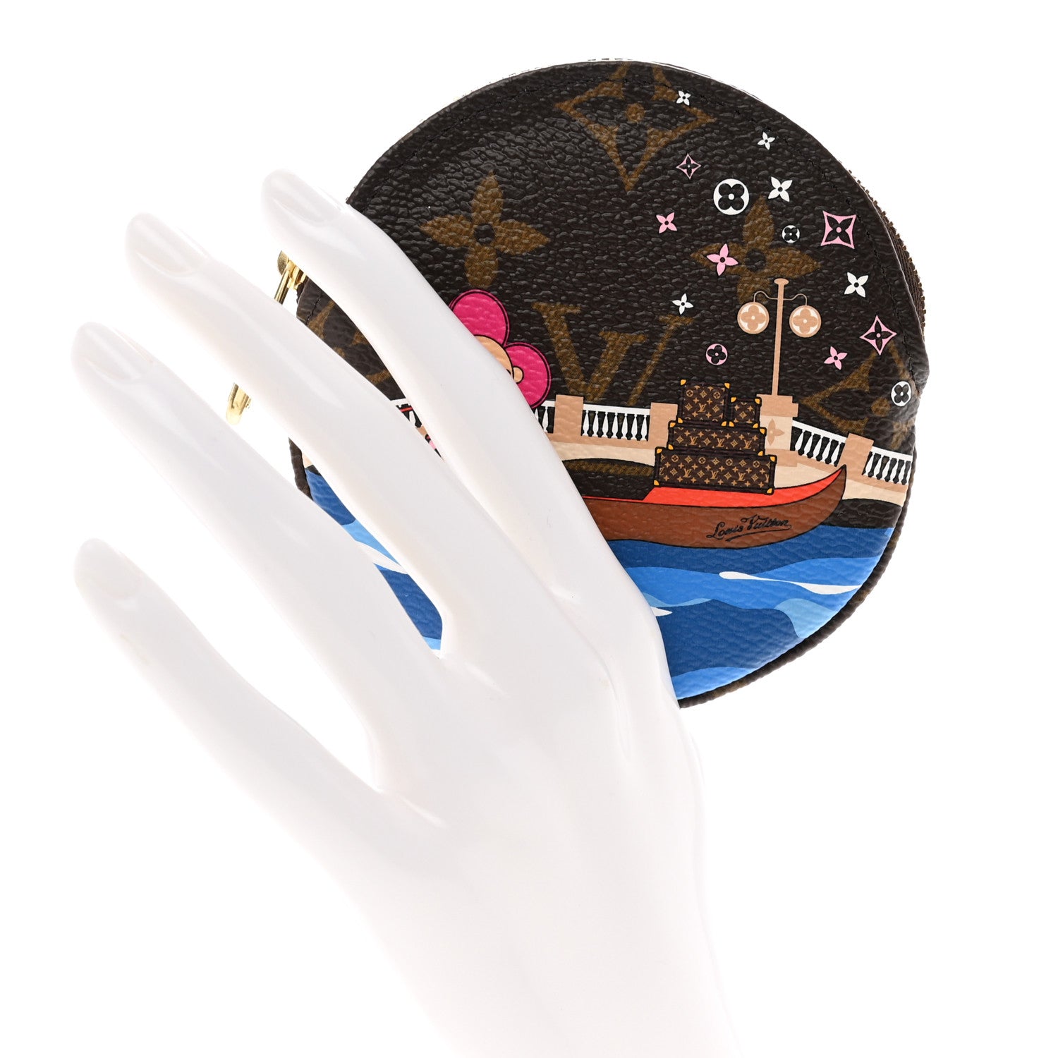 Louis Vuitton Monogram 2019 Christmas Animation Round Coin Purse Blue 2 of 6