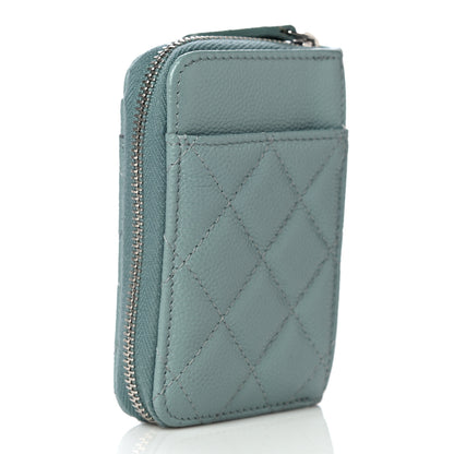 Chanel Caviar Quilted Zip Card Holder Light Blue 3 of 13