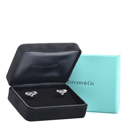 Tiffany Platinum Diamond Aquamarine Paper Flowers Firefly Earrings 9 of 10