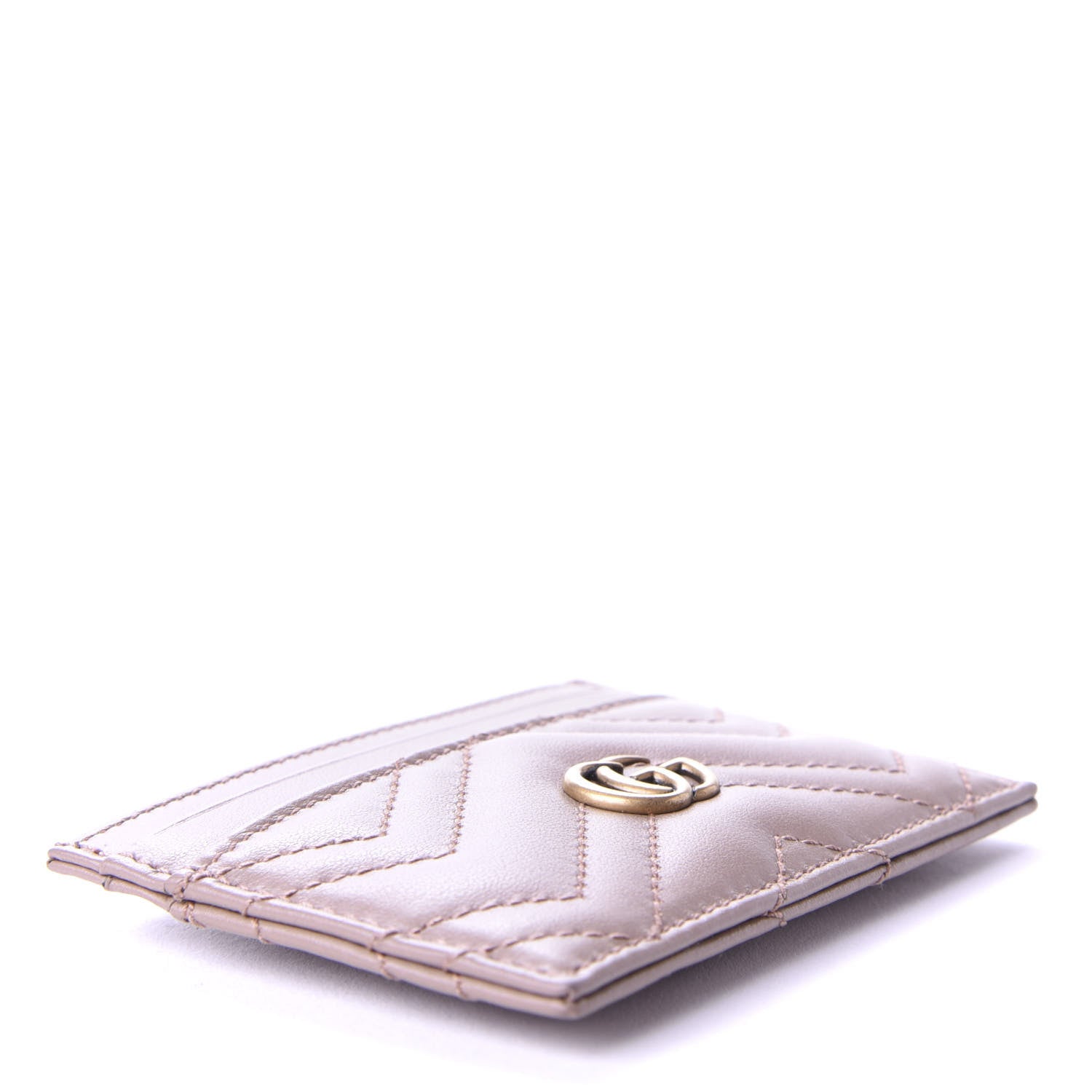 Gucci Calfskin Matelasse GG Marmont Card Holder Porcelain Rose 4 of 7