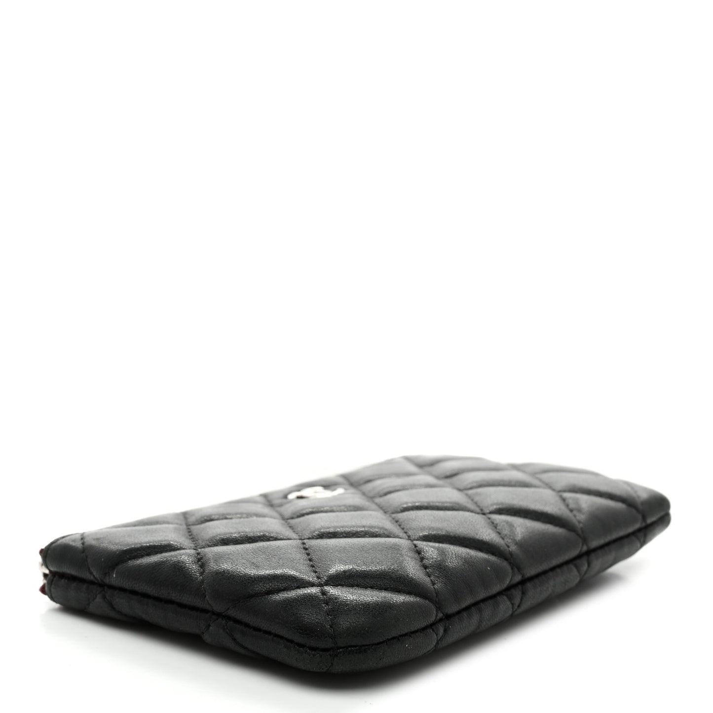 Lambskin Quilted Small Cosmetic Case Black