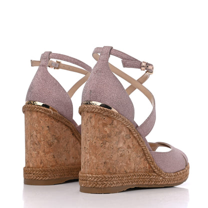 Jimmy Choo Glitter Rope Cork Alanah 105 Wedge 36 Ballet Pink 4 of 8