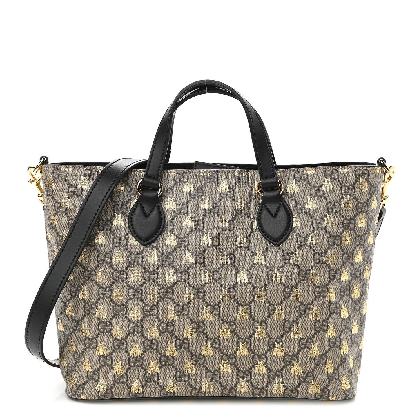 Soft GG Supreme Monogram Bees Small Crossbody Tote Beige Oro Black