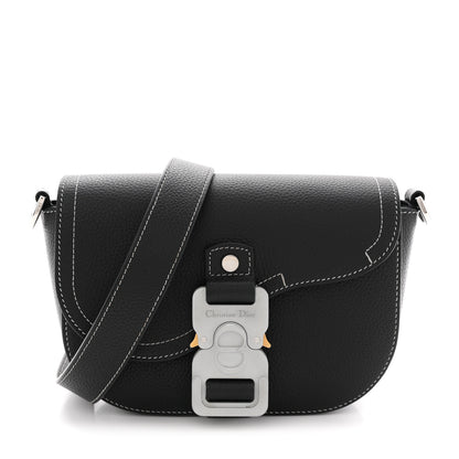 Christian Dior Grained Calfskin Saddle Messenger Bag With Strap Black 1 of 11