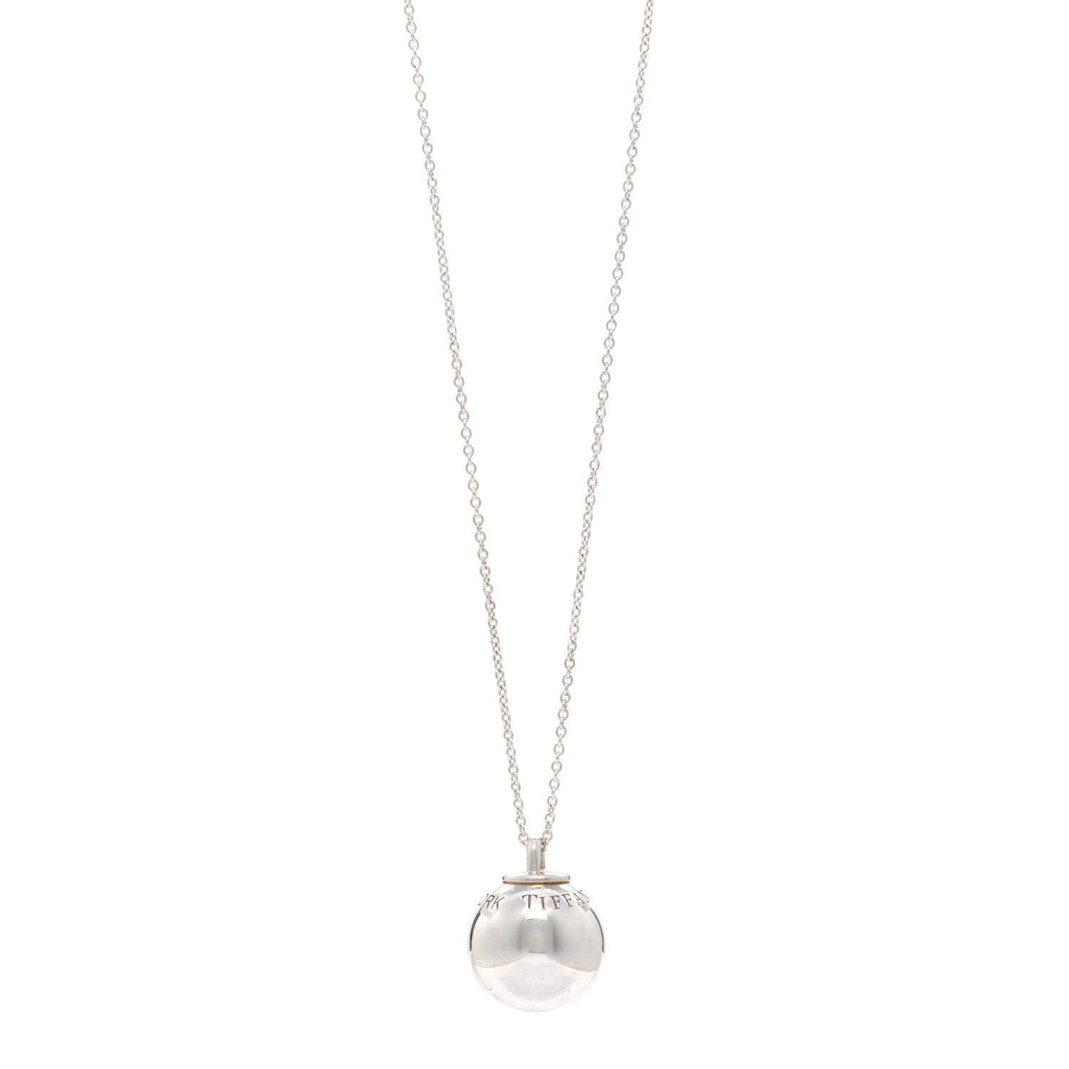 Tiffany Sterling Silver 19mm HardWear Ball Pendant Necklace 1 of 4