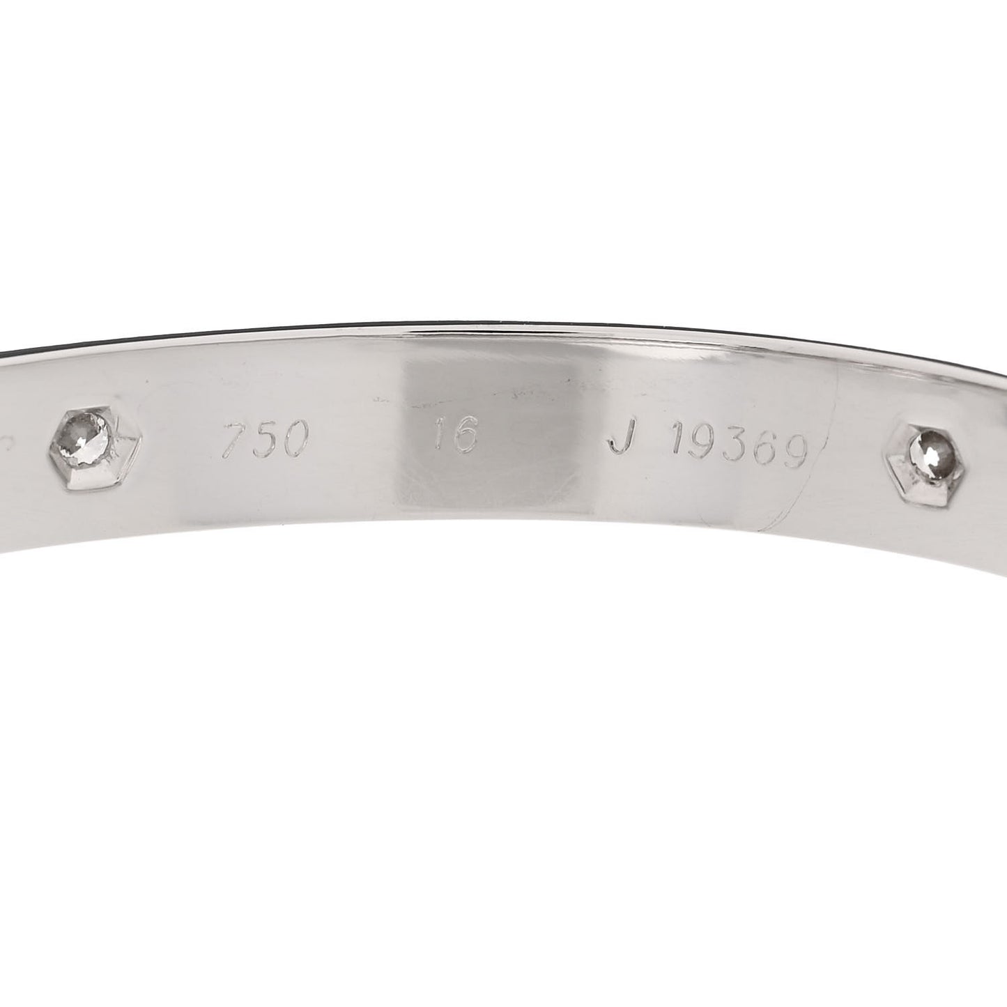 18K White Gold 6 Diamond LOVE Bracelet 16