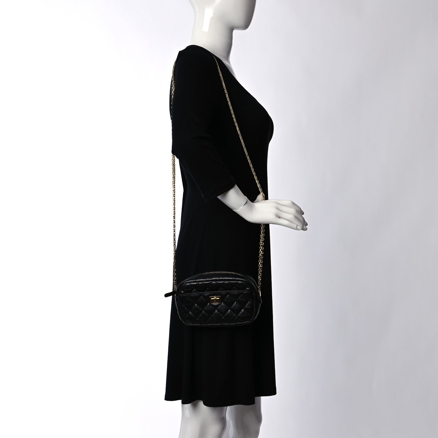 Aged Calfskin Quilted Mini Reissue Camera Case Black