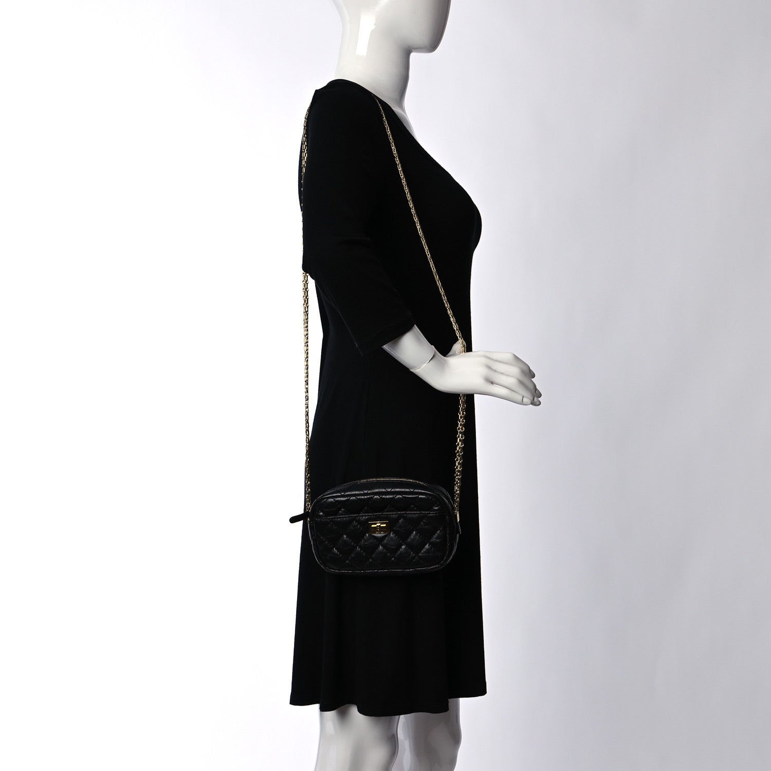 Chanel Aged Calfskin Quilted Mini Reissue Camera Case Black 2 of 10