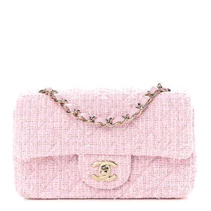Chanel Tweed Quilted Mini Rectangular Flap Pink 1 of 9