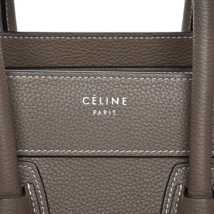 Celine Drummed Calfskin Micro Luggage Souris 8 of 10