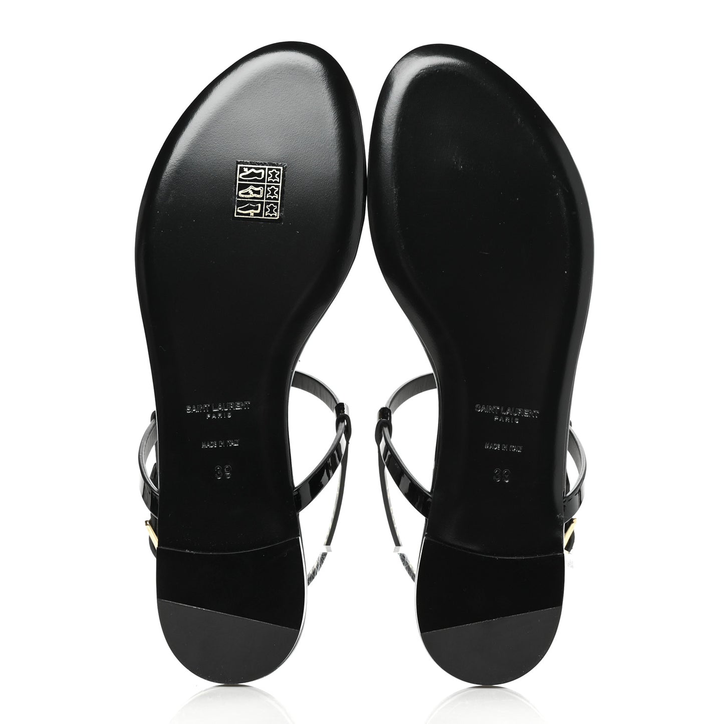 Patent Calfskin Cassandra Monogram Sandals 39 Black