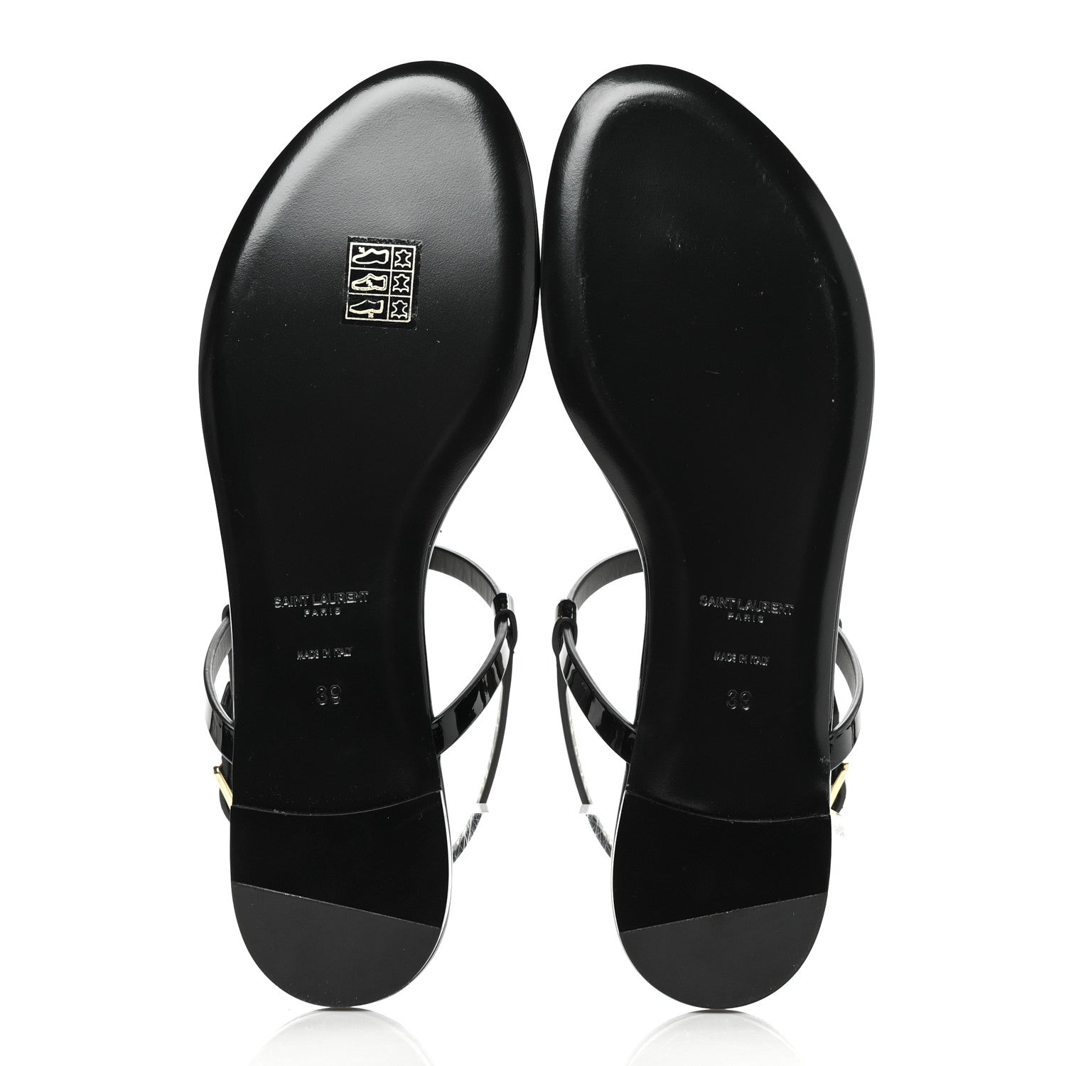 Saint Laurent Patent Calfskin Cassandra Monogram Sandals 39 Black 5 of 8