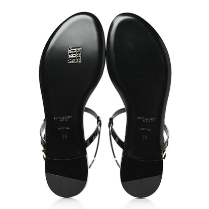 Saint Laurent Patent Calfskin Cassandra Monogram Sandals 39 Black 5 of 8