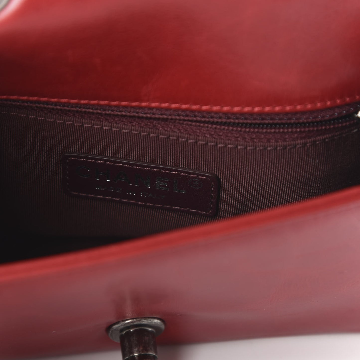 Glazed Calfskin Quilted Small Coco Boy Flap Red