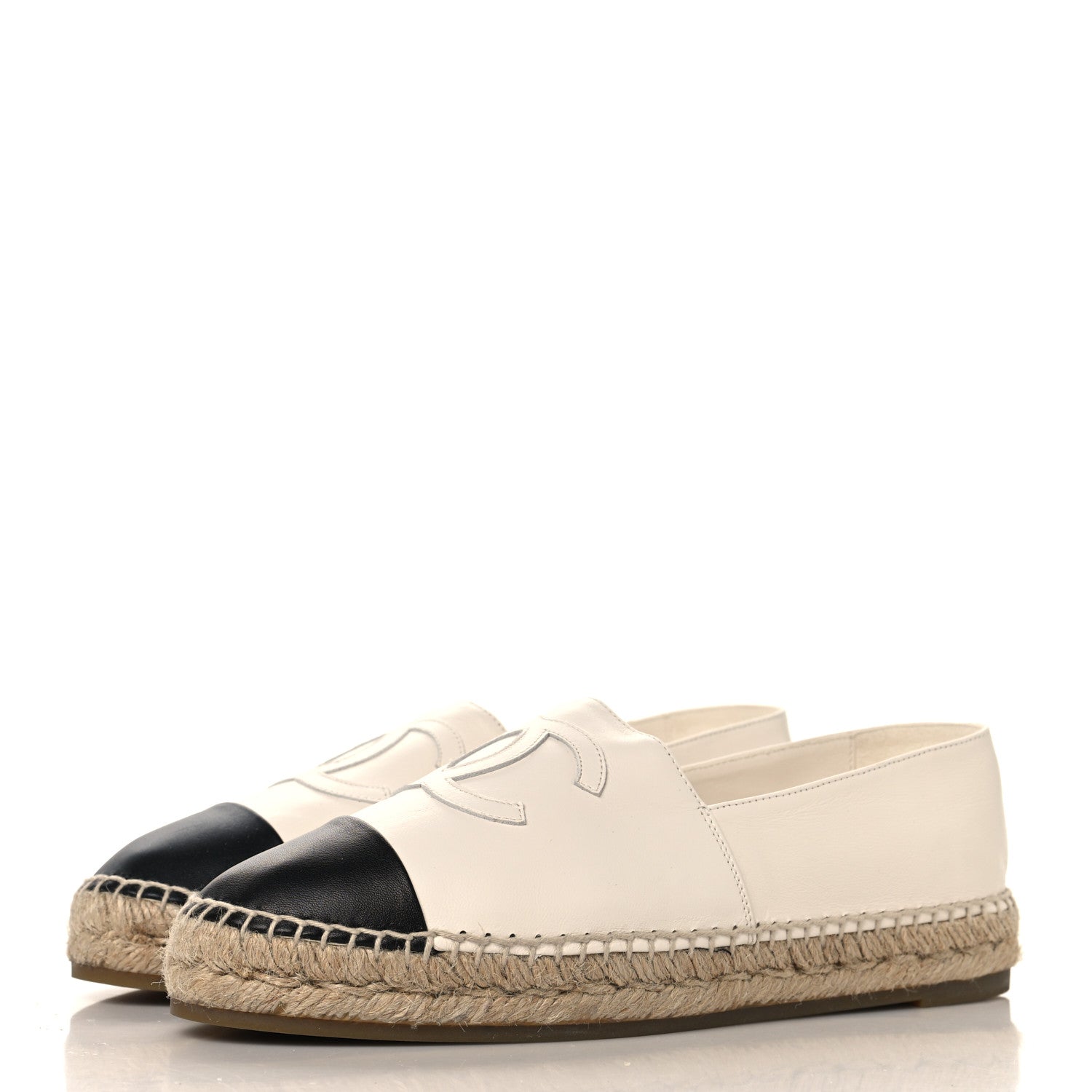 Chanel Lambskin CC Espadrilles 40 White Black 4 of 11
