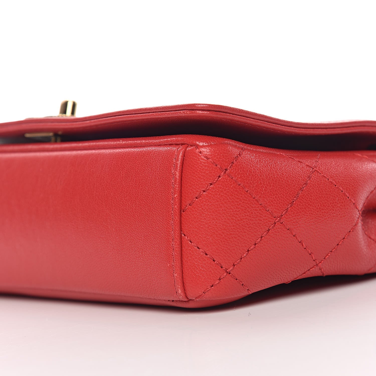 Chanel Sheepskin Quilted Small Vintage Mademoiselle Flap Red 9 of 10
