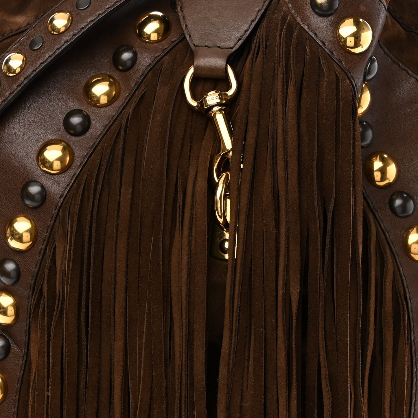 Calfskin Suede Fringe Babouska Hobo Brown