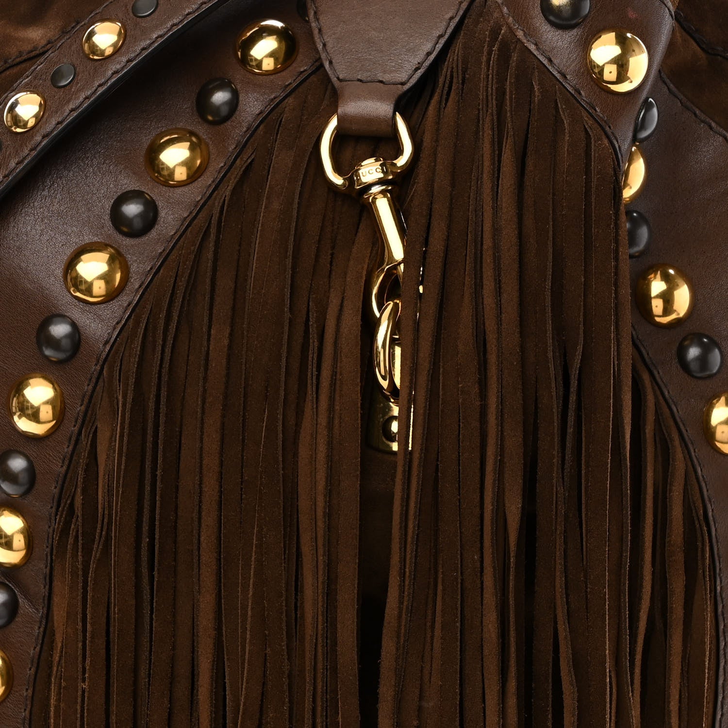 Gucci Calfskin Suede Fringe Babouska Hobo Brown 8 of 11
