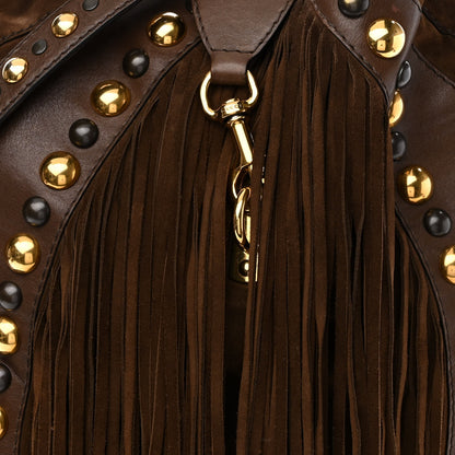 Gucci Calfskin Suede Fringe Babouska Hobo Brown 8 of 11