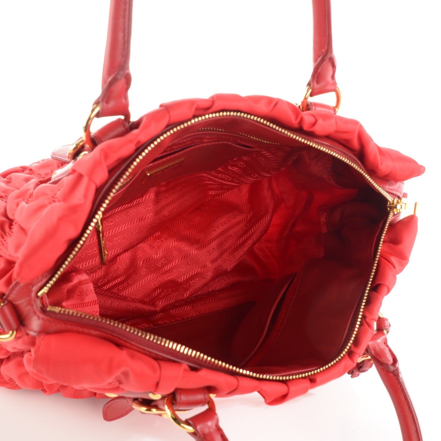 Prada Tessuto Nylon Gaufre Tote Rosso 5 of 8