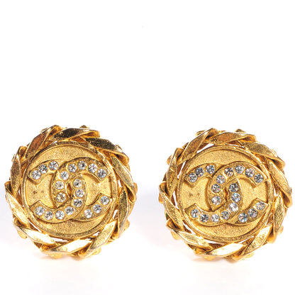 Chanel Crystal CC Clip On Earrings Gold 1 of 6